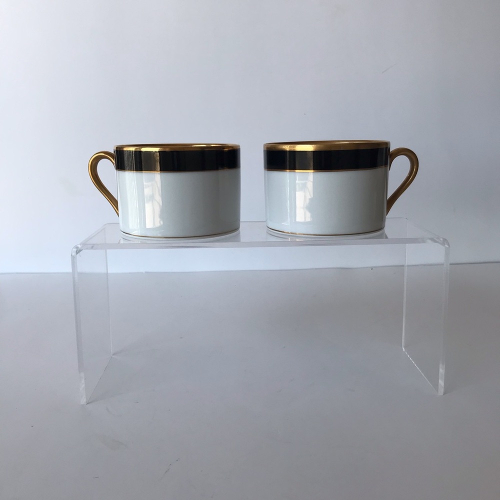 Fitz & Floyd Renaissance Set of 2 Coffee Tea Cup Black White Gold Made in Japan